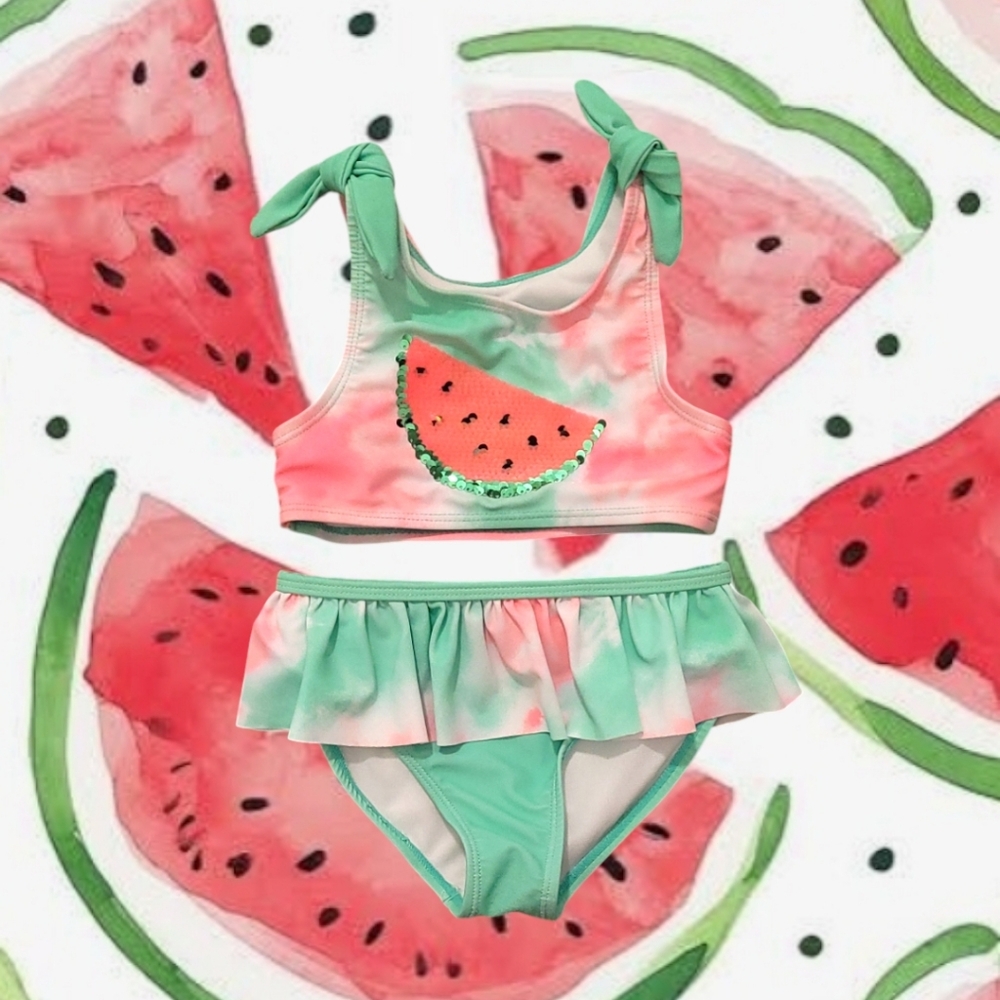 Bmagical Girl's Watermelon Print Two-Piece Bikini Set